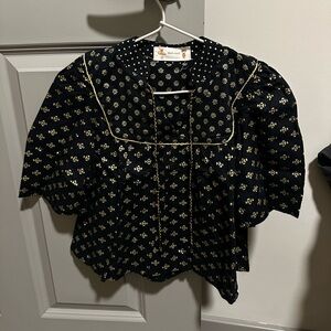 Fábula (FARM Rio for kids) Floral Blouse with Gold Print for Girls -Size:6 years